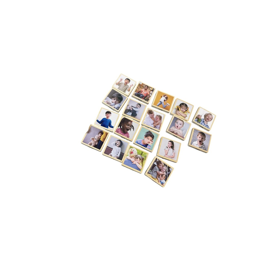 TickiT Emotions Wooden Tiles Matching Set with Bag Preschool Photo Faces SEL